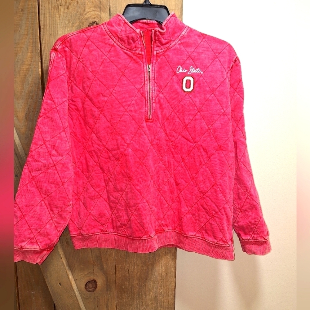 A Gameday Couture Ohio State Buckeyes Chic Quilted 1/4 Zip Pullover. Nwt.